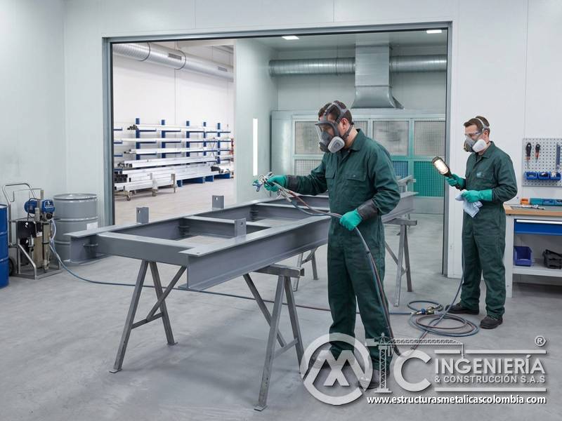 Estándares de seguridad en aplicación de pintura industrial con uso de EPP y control operativo en Bogotá, Colombia. Montajes, Ingeniería y Construcción. MIC SAS.