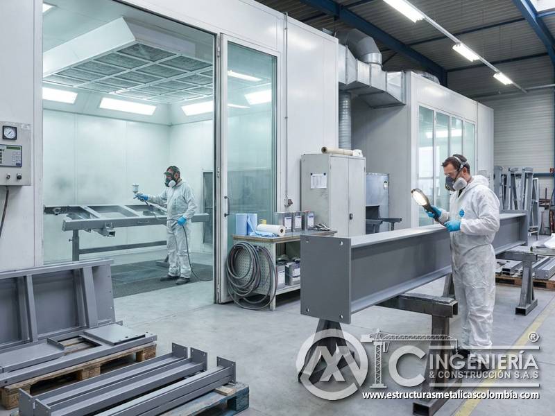 Control de vapores y extracción eficiente durante aplicación de pintura industrial sobre superficies metálicas en Bogotá, Colombia. Montajes, Ingeniería y Construcción. MIC SAS.