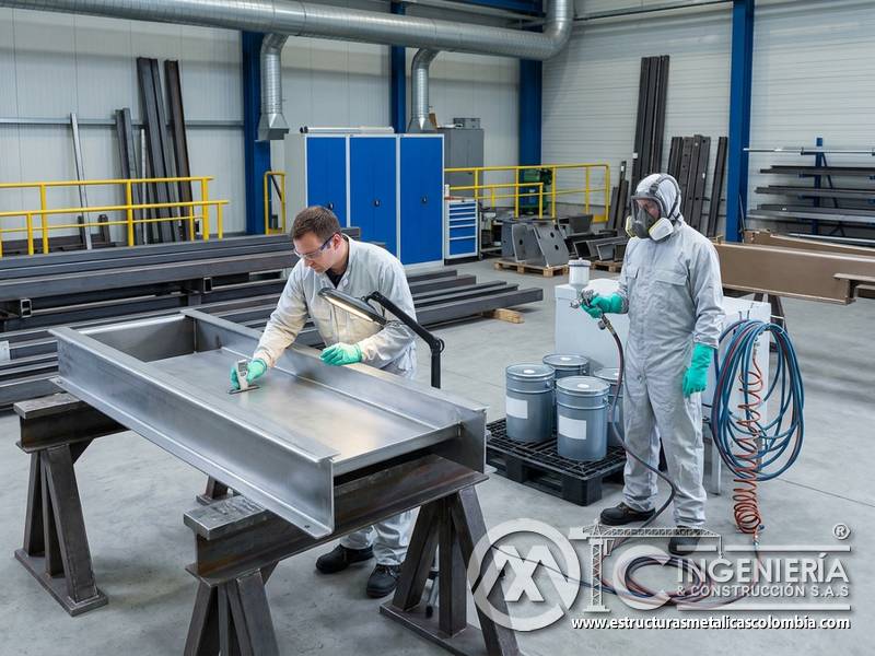 Inspección previa, EPP completo y control de condiciones antes de aplicar pintura industrial en Bogotá, Colombia. Montajes, Ingeniería y Construcción. MIC SAS.