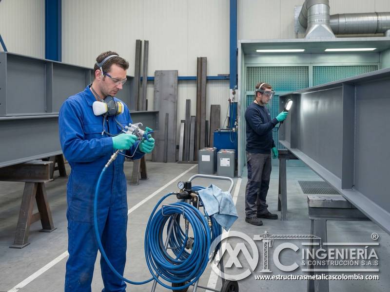 Equipos revisados y herramientas seguras para aplicación uniforme de pintura industrial en Bogotá, Colombia. Montajes, Ingeniería y Construcción. MIC SAS.