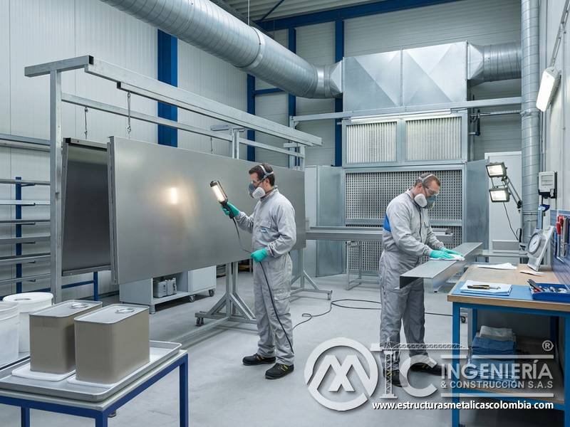 Control de residuos, ventilación activa y protección de superficies metálicas en pintura industrial en Bogotá, Colombia. Montajes, Ingeniería y Construcción. MIC SAS.