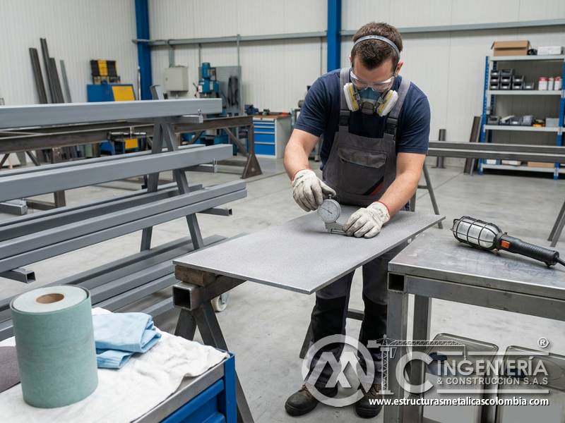Medición de perfil y limpieza controlada para recubrimientos anticorrosivos industriales en Bogotá, Colombia. Montajes, Ingeniería y Construcción. MIC SAS.