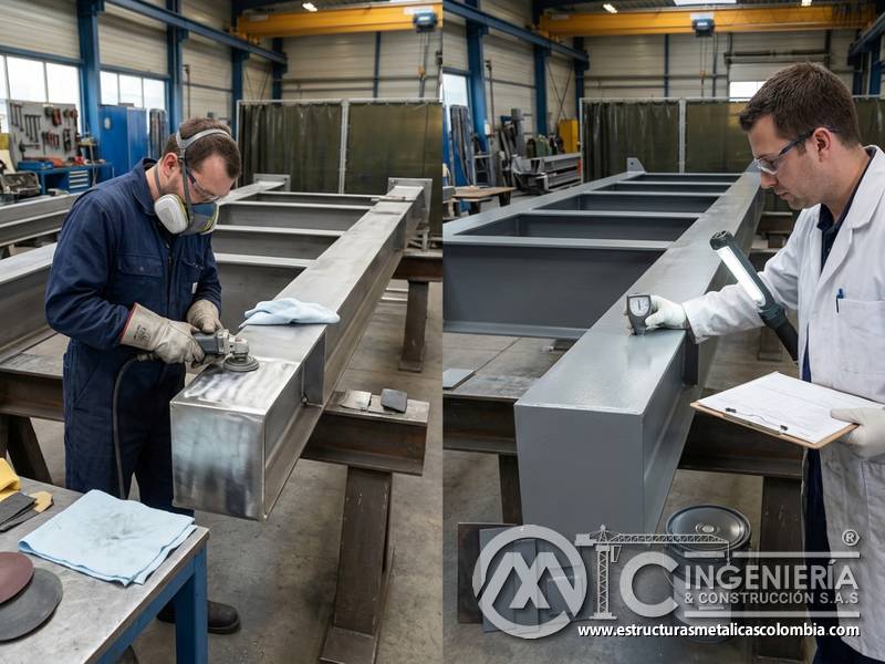 Control de preparación, aplicación uniforme y revisión técnica en pintura industrial anticorrosiva en Bogotá, Colombia. Montajes, Ingeniería y Construcción. MIC SAS.