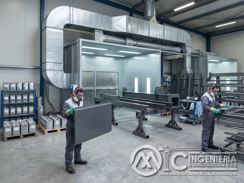 Controles de ventilación, almacenamiento y manipulación durante aplicación de pintura industrial regulada en Bogotá, Colombia. Montajes, Ingeniería y Construcción. MIC SAS.