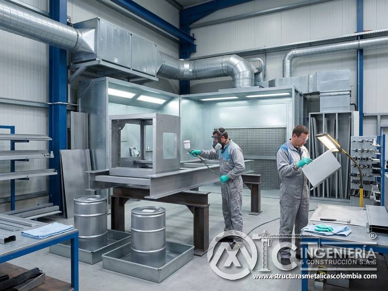 Control de calidad del aire y ventilación activa en aplicación profesional de pintura industrial en Bogotá, Colombia. Montajes, Ingeniería y Construcción. MIC SAS.
