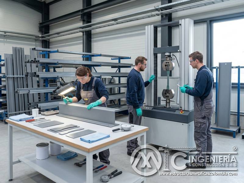 Ensayos de tracción y control de superficie en recubrimientos industriales para metal en Bogotá, Colombia. Montajes, Ingeniería y Construcción. MIC SAS.