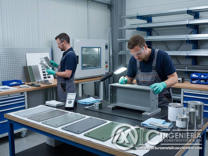Pruebas de permeabilidad y barrera protectora en recubrimientos industriales para metal en Bogotá, Colombia. Montajes, Ingeniería y Construcción. MIC SAS.