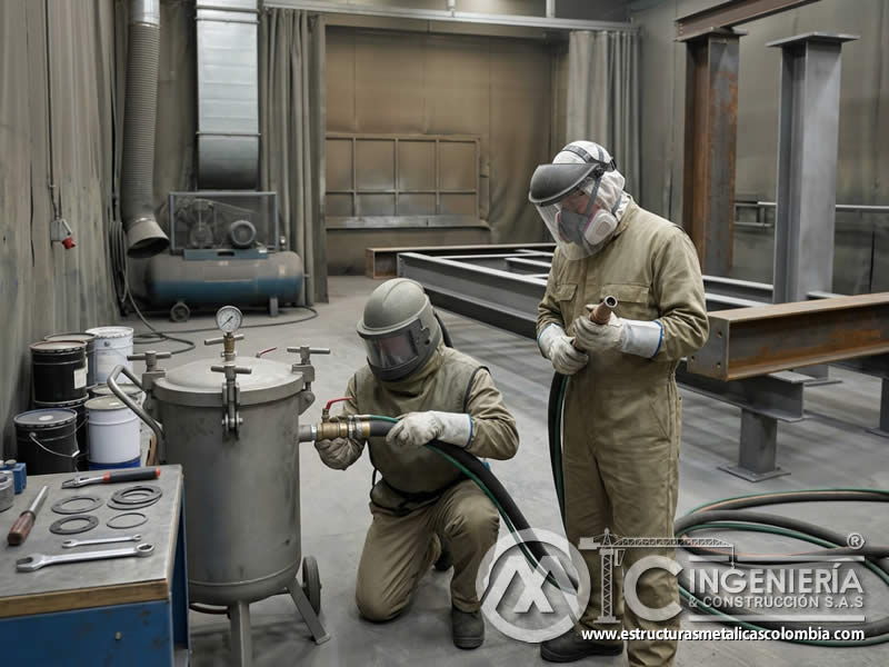 Inspección de mangueras y boquillas para equipo de sandblasting en Bogotá, Colombia. Montajes, Ingeniería y Construcción. MIC SAS.