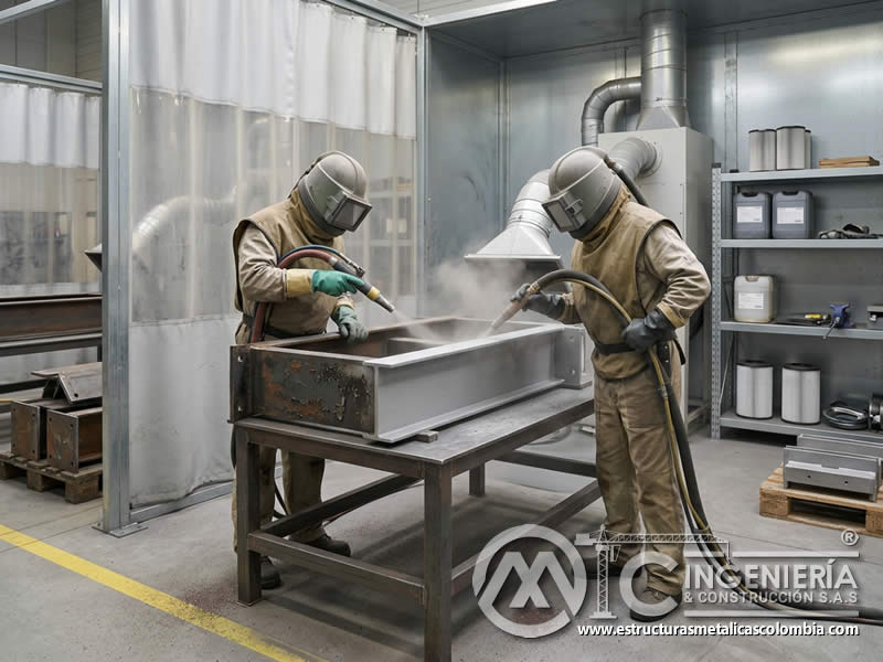 Abrasivos minerales aplicados en limpieza de superficie metálica en Bogotá, Colombia. Montajes, Ingeniería y Construcción. MIC SAS.