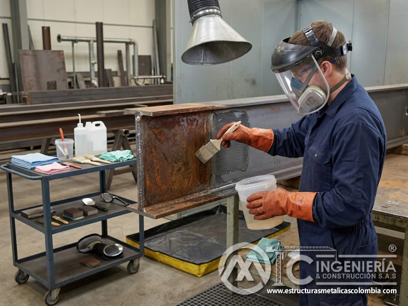 Tratamientos químicos desoxidantes sobre superficie metálica en Bogotá, Colombia. Montajes, Ingeniería y Construcción. MIC SAS.