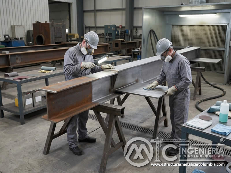 Protección futura contra corrosión con pintura industrial sobre metal preparado en Bogotá, Colombia. Montajes, Ingeniería y Construcción. MIC SAS.