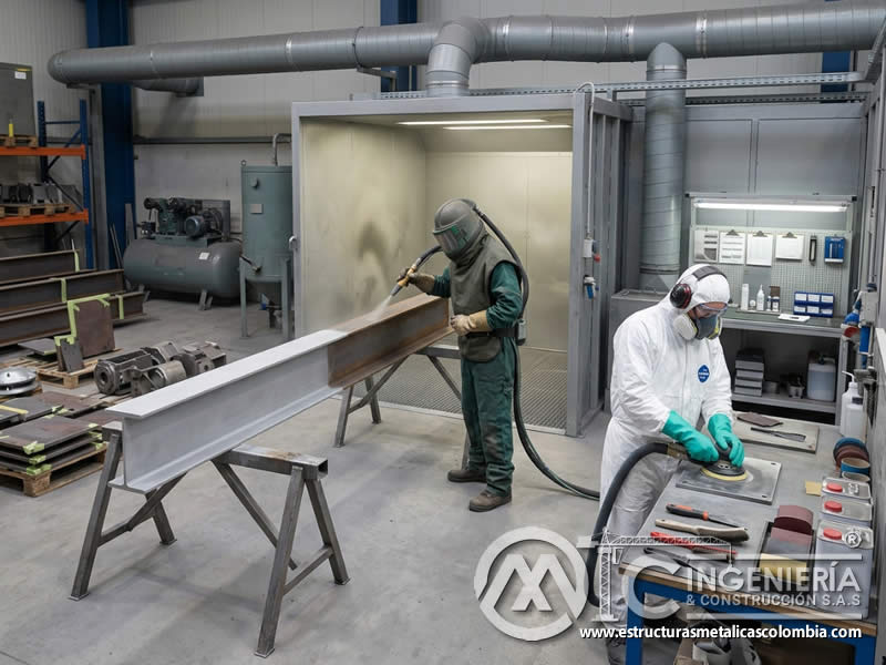 EPP para preparación de superficies en pintura industrial en Bogotá, Colombia. Montajes, Ingeniería y Construcción. MIC SAS.