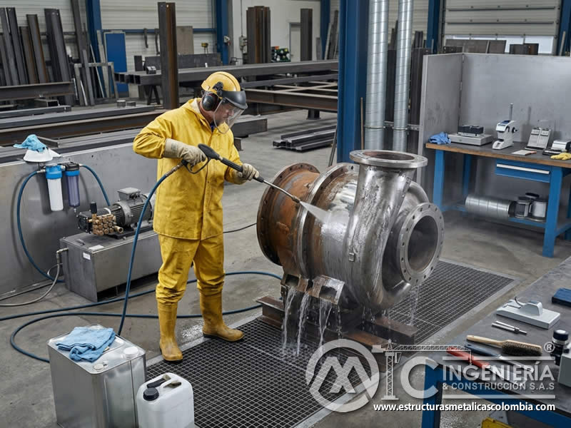 Waterblasting de alta presión para limpieza industrial de superficies en Bogotá, Colombia. Montajes, Ingeniería y Construcción. MIC SAS.