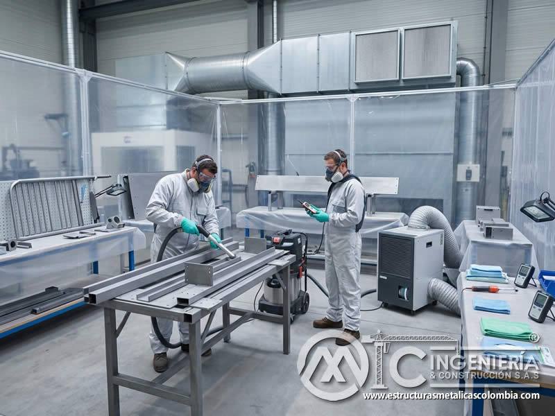 Control de contaminación atmosférica antes de pintura industrial en Bogotá, Colombia. Montajes, Ingeniería y Construcción. MIC SAS.