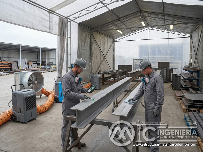 Control de lluvia y viento durante preparación de superficies en Bogotá, Colombia. Montajes, Ingeniería y Construcción. MIC SAS.