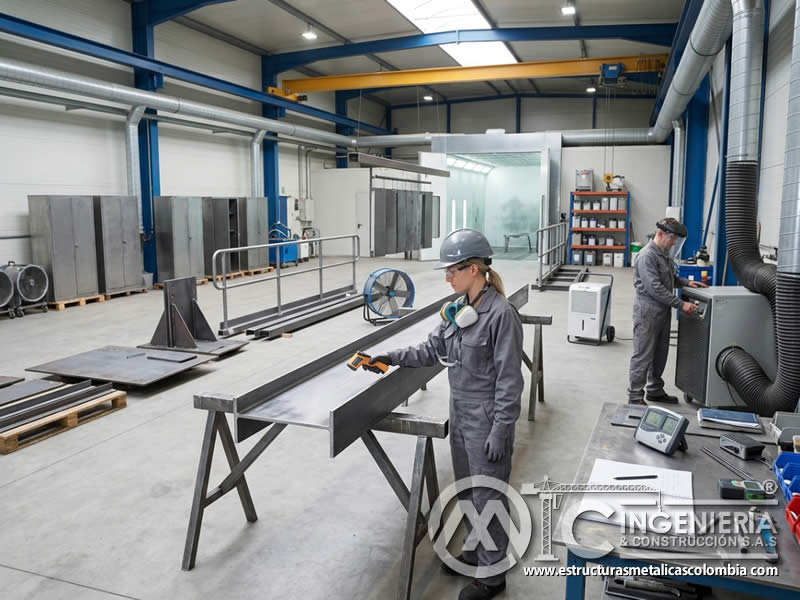 Control de temperatura durante preparación para pintura industrial en Bogotá, Colombia. Montajes, Ingeniería y Construcción. MIC SAS.