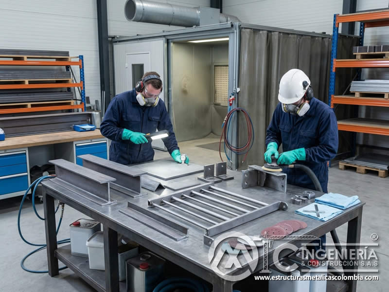 Preparación técnica de superficies metálicas para mejorar la adherencia de pintura industrial en Bogotá, Colombia. Montajes, Ingeniería y Construcción. MIC SAS.