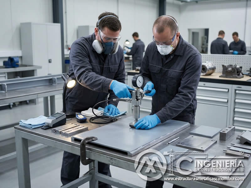 Pull off test para adherencia de recubrimiento industrial en Bogotá, Colombia. Montajes, Ingeniería y Construcción. MIC SAS.