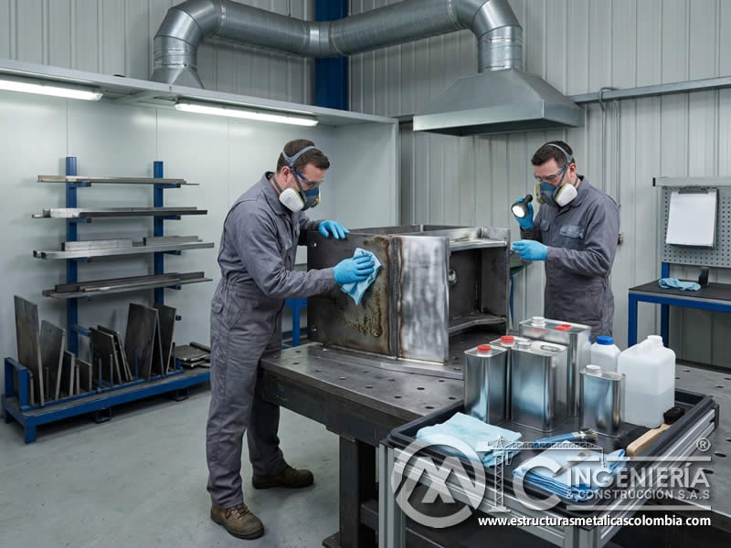 Limpieza con solventes para retirar contaminantes específicos del metal en Bogotá, Colombia. Montajes, Ingeniería y Construcción. MIC SAS.