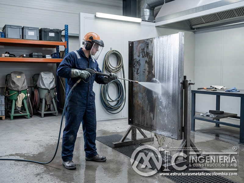 Waterblasting de alta presión para limpieza de superficies industriales en Bogotá, Colombia. Montajes, Ingeniería y Construcción. MIC SAS.