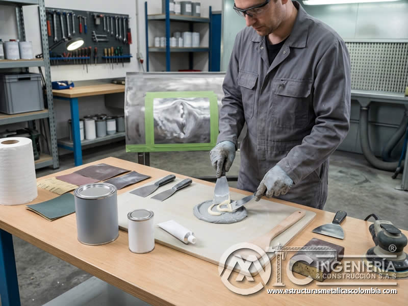 Preparación de material de relleno para reparación de superficie en Bogotá, Colombia. Montajes, Ingeniería y Construcción. MIC SAS.