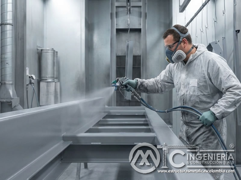 Técnica de solape en aplicación de pintura industrial por pulverización en Bogotá, Colombia. Montajes, Ingeniería y Construcción. MIC SAS.
