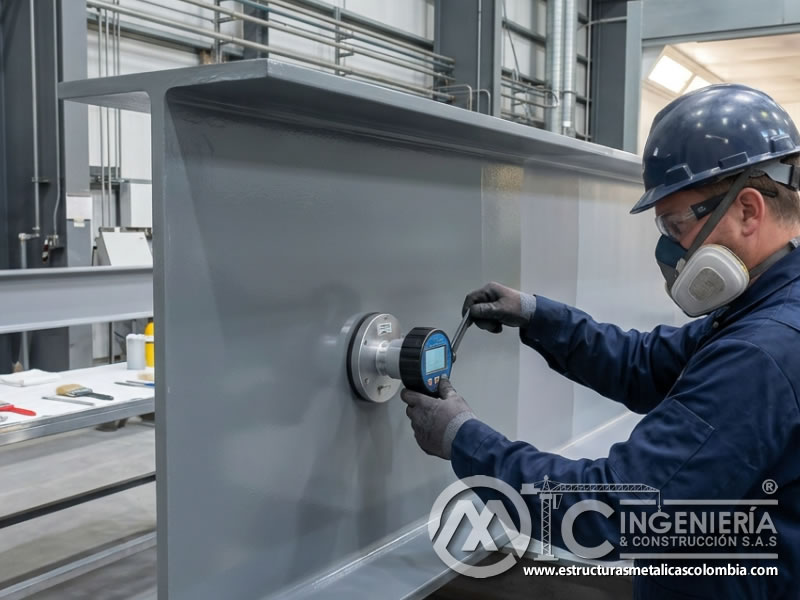 Inspección de adherencia entre capas de pintura industrial en Bogotá, Colombia. Montajes, Ingeniería y Construcción. MIC SAS.