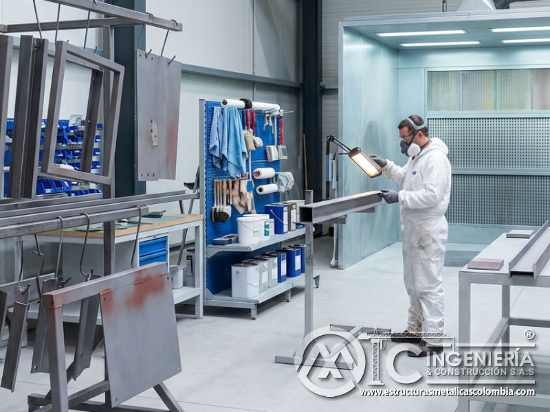 Organización del taller para pintura industrial en Bogotá, Colombia. Montajes, Ingeniería y Construcción. MIC SAS.