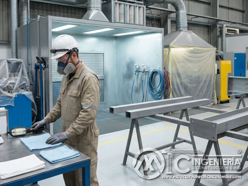 Preparación del área ambiental para pintura industrial en Bogotá, Colombia. Montajes, Ingeniería y Construcción. MIC SAS.