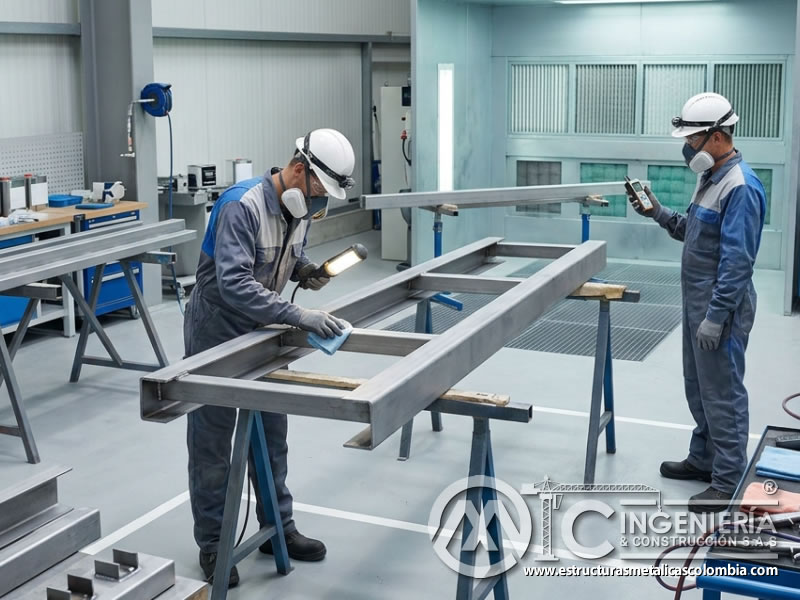 Revisión del entorno antes de aplicar pintura industrial en Bogotá, Colombia. Montajes, Ingeniería y Construcción. MIC SAS.