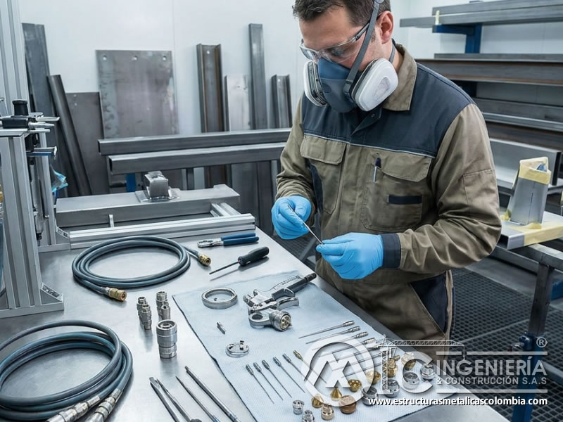 Boquillas y agujas para pintura industrial en metal en Bogotá, Colombia. Montajes, Ingeniería y Construcción. MIC SAS.