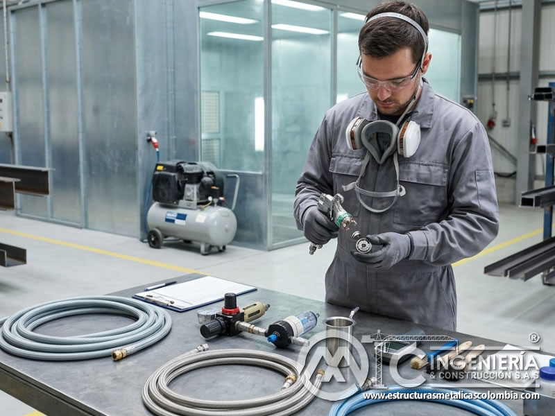 Control de calidad de equipos y herramientas de pintura industrial en Bogotá, Colombia. Montajes, Ingeniería y Construcción. MIC SAS.