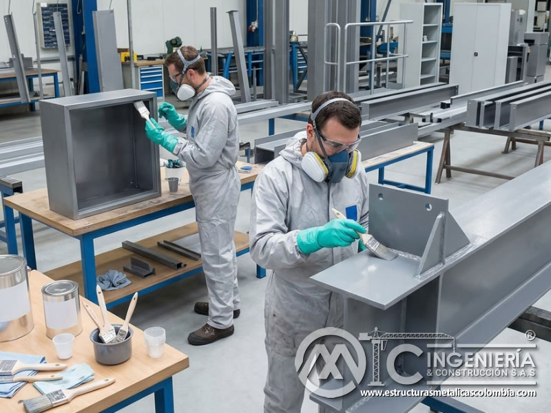 Aplicación a brocha de pintura industrial en Bogotá, Colombia. Montajes, Ingeniería y Construcción. MIC SAS.
