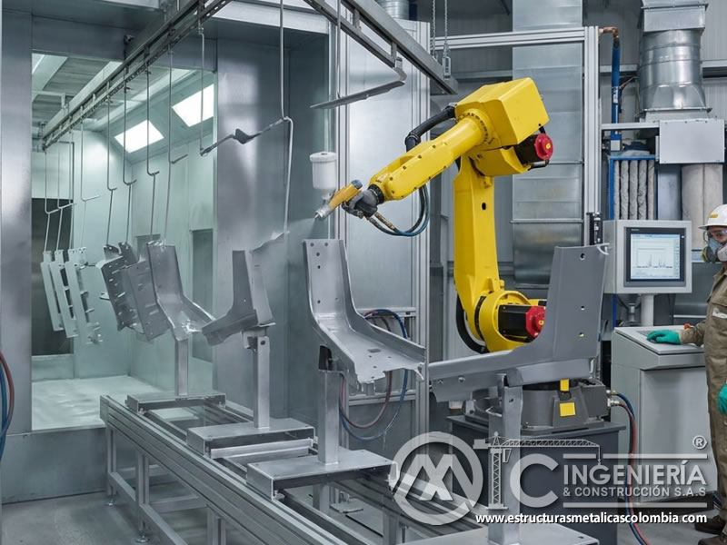 Robot de pintura industrial para estructuras metálicas en Bogotá, Colombia. Montajes, Ingeniería y Construcción. MIC SAS.