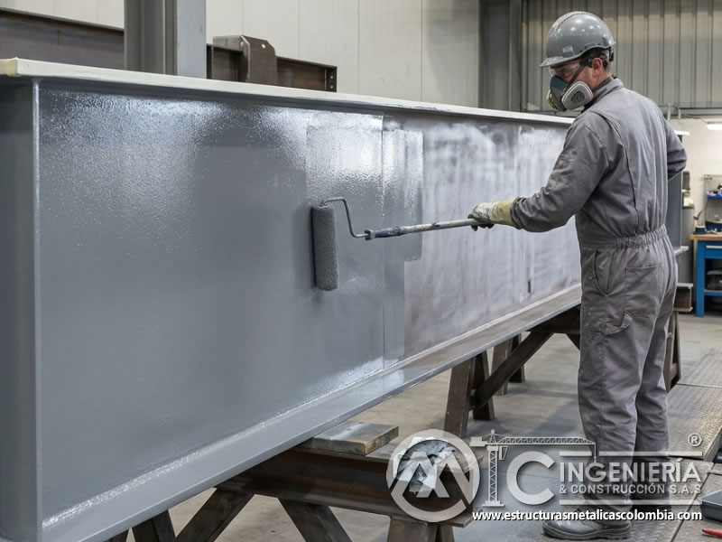 Rodillo para superficies metálicas amplias en pintura industrial en Bogotá, Colombia. Montajes, Ingeniería y Construcción. MIC SAS.