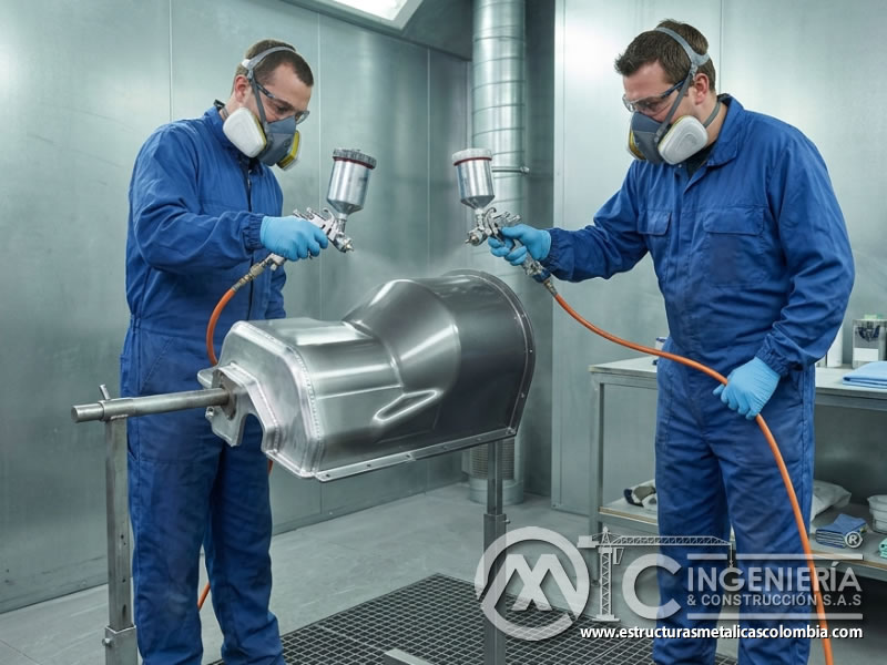 Pistola HVLP para aplicación de pintura industrial en Bogotá, Colombia. Montajes, Ingeniería y Construcción. MIC SAS.