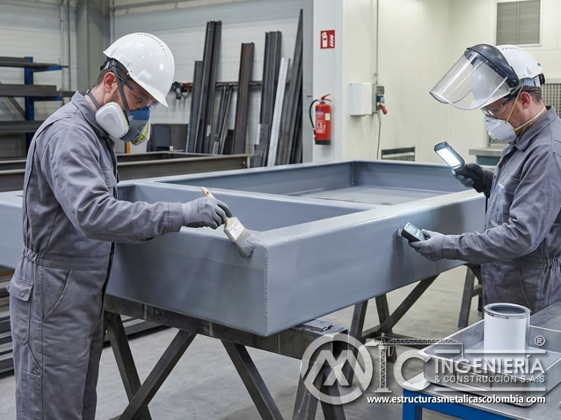 Aplicación de imprimación previa a pintura industrial en Bogotá, Colombia. Montajes, Ingeniería y Construcción. MIC SAS.