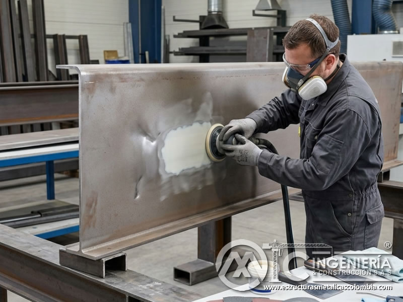 Reparación de defectos superficiales antes de pintura industrial en Bogotá, Colombia. Montajes, Ingeniería y Construcción. MIC SAS.
