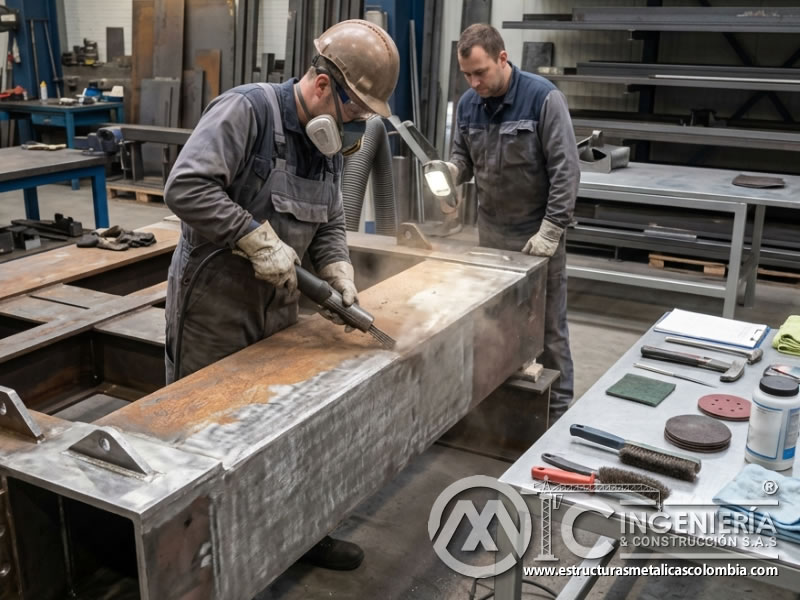 Eliminación de óxido y corrosión antes de pintar metal en Bogotá, Colombia. Montajes, Ingeniería y Construcción. MIC SAS.