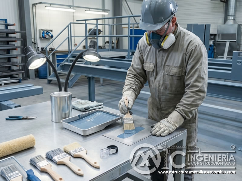 Preparación de brochas y rodillos para pintura industrial en Bogotá, Colombia. Montajes, Ingeniería y Construcción. MIC SAS.