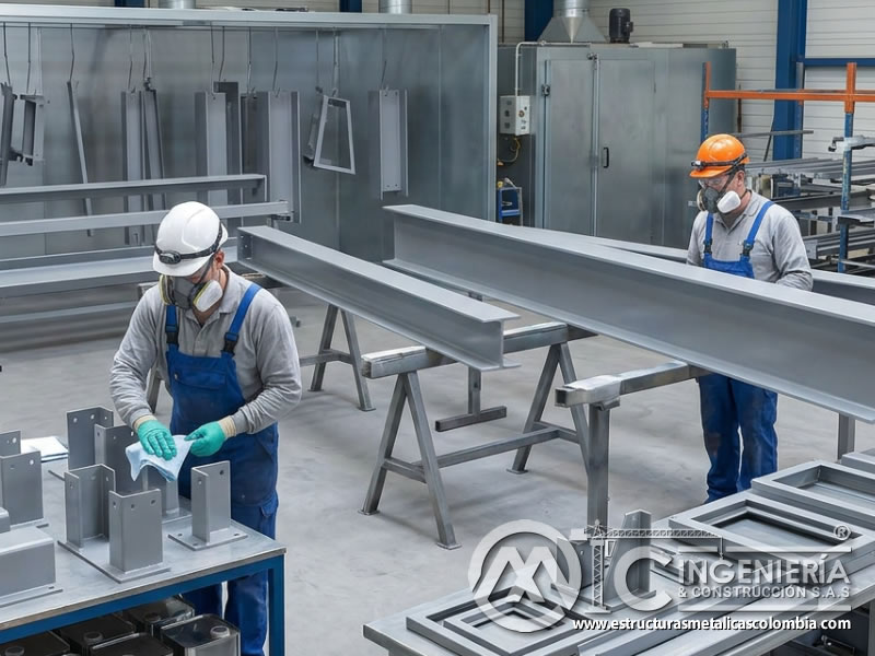 Curado de recubrimiento anticorrosivo industrial en Bogotá, Colombia. Montajes, Ingeniería y Construcción. MIC SAS.