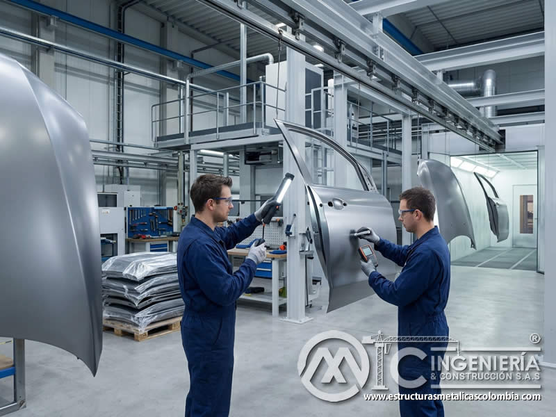 Aplicación de pintura industrial en fabricación de vehículos para proteger superficies, mejorar acabado y resistir exposición exterior en Bogotá, Colombia. Montajes, Ingeniería y Construcción. MIC SAS.