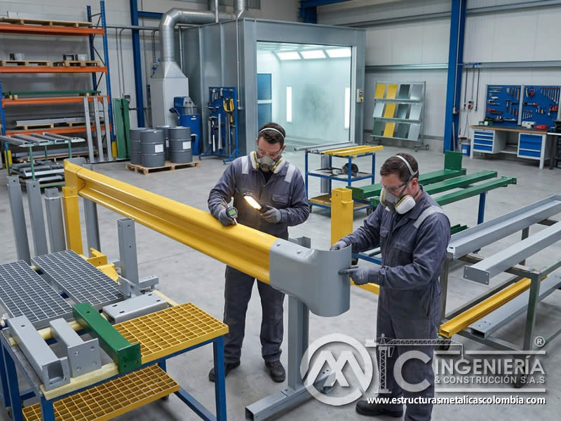 Pintura industrial aplicada en infraestructuras de transporte para proteger carreteras, vías férreas, aeropuertos y estructuras en Bogotá, Colombia. Montajes, Ingeniería y Construcción. MIC SAS.