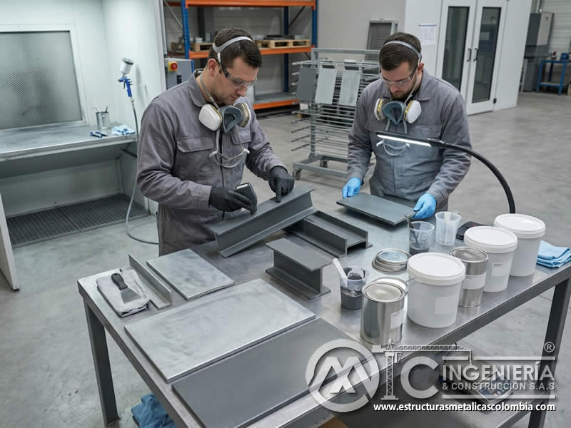 Pigmentos anticorrosivos en pinturas industriales, incluyendo zinc y componentes protectores que mejoran la resistencia del sistema en Bogotá, Colombia. Montajes, Ingeniería y Construcción. MIC SAS.