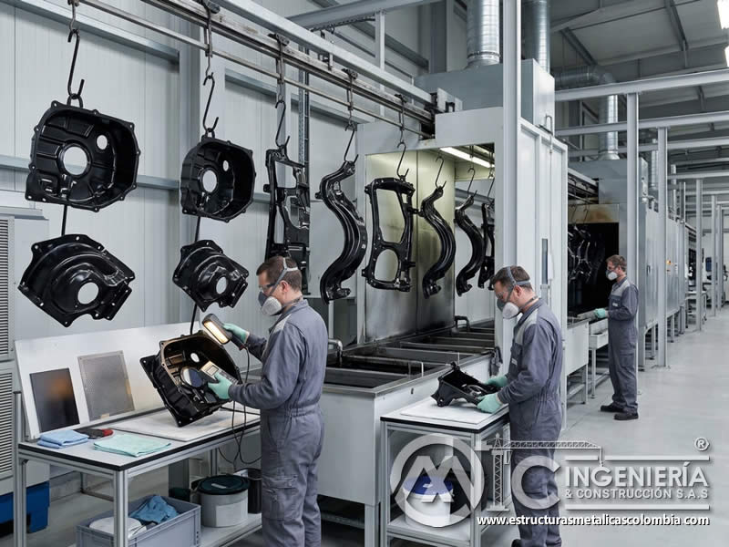 Aplicaciones de electrodeposición en industria automotriz, piezas metálicas, equipos, componentes complejos y producción en serie en Bogotá, Colombia. Montajes, Ingeniería y Construcción. MIC SAS.