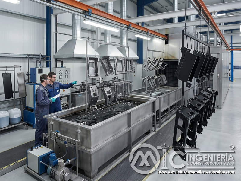Electrodeposición e-coating para recubrimientos industriales uniformes, anticorrosivos y de alta calidad en piezas complejas en Bogotá, Colombia. Montajes, Ingeniería y Construcción. MIC SAS.