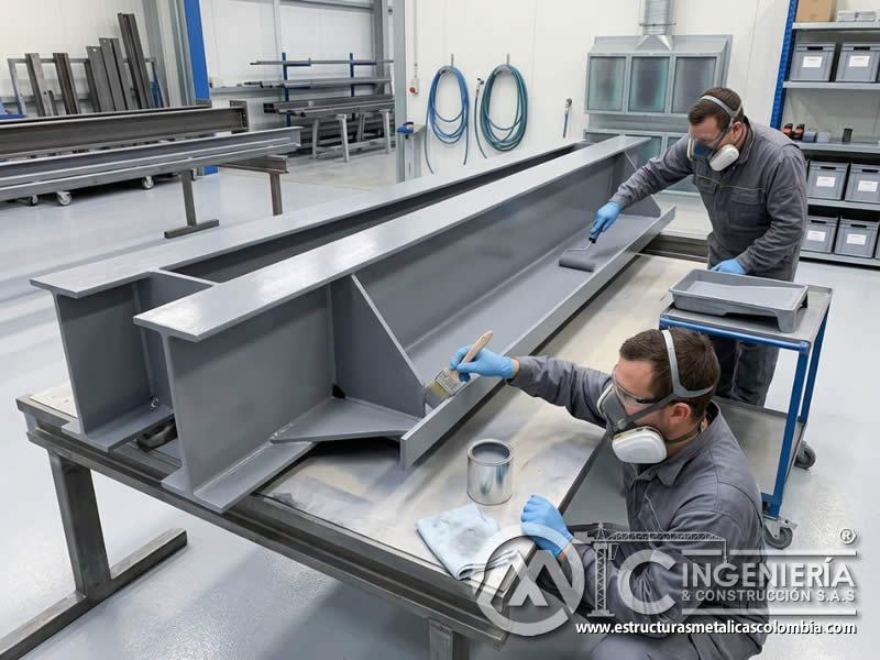 Uso de brocha y rodillo en pintura industrial para mantenimiento, imprimación, retoques y superficies donde no conviene pulverizar en Bogotá, Colombia. Montajes, Ingeniería y Construcción. MIC SAS.