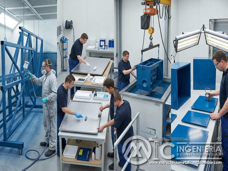 Comparación de métodos de aplicación de pintura industrial entre pulverización, brocha, rodillo, inmersión y automatización en Bogotá, Colombia. Montajes, Ingeniería y Construcción. MIC SAS.