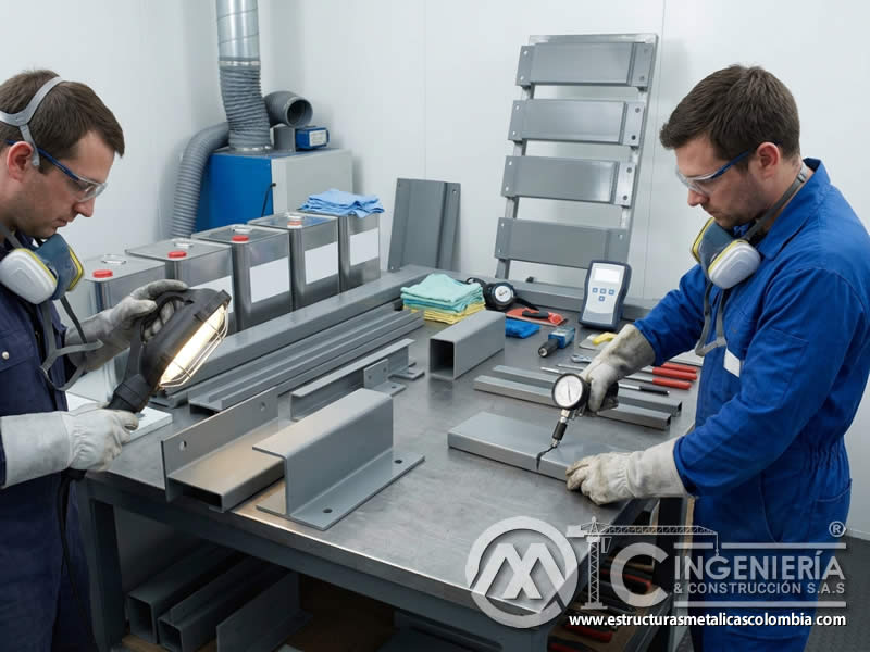 Ensayos ASTM para evaluar pintura industrial aplicada en estructuras metálicas en Bogotá, Colombia. Montajes, Ingeniería y Construcción. MIC SAS.