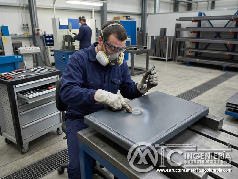 Resistencia al impacto de recubrimiento industrial con película flexible capaz de absorber golpes y proteger el sustrato metálico en Bogotá, Colombia. Montajes, Ingeniería y Construcción. MIC SAS.